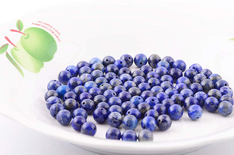 Cmidy Natural Stone Beads 100pcs 6mm Lapis Lazuli Round Genuine Real Stone Beading Loose Gemstone Hole Size 1mm DIY Charm Smooth Beads for Bracelet Necklace Earrings Jewelry Making (Lapis Lazuli Blue  6mm) - Image 3